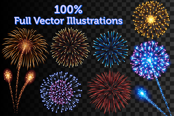 Vector Fireworks Illustrations in Illustrations - product preview 2