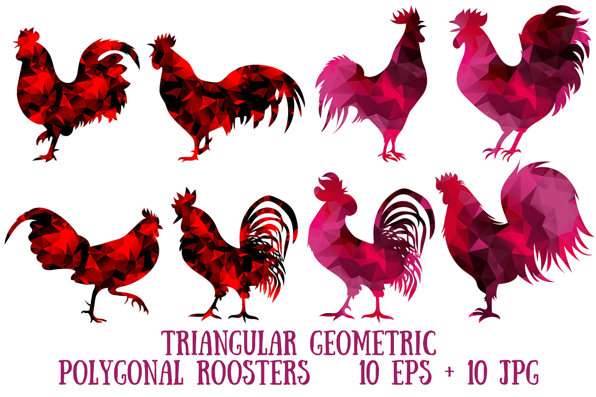 Triangular polygonal roosters. in Objects - product preview 8