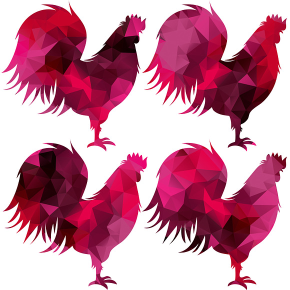 Triangular polygonal roosters. in Objects - product preview 1