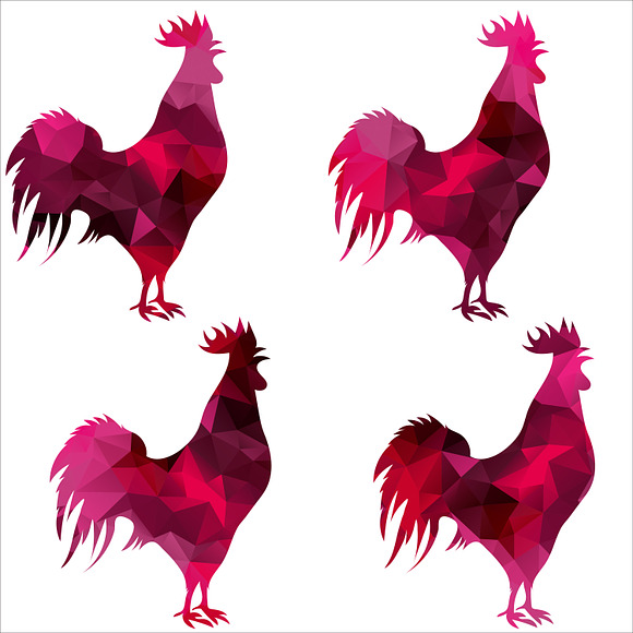 Triangular polygonal roosters. in Objects - product preview 2
