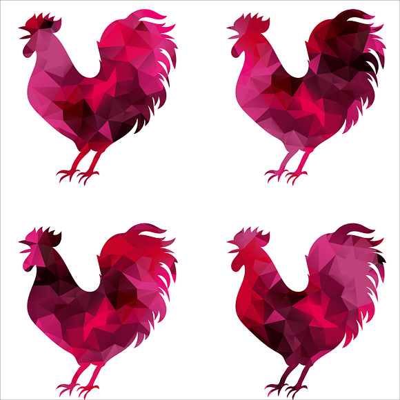 Triangular polygonal roosters. in Objects - product preview 3