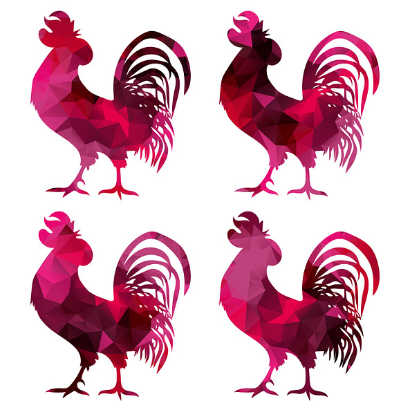 Triangular polygonal roosters. in Objects - product preview 4