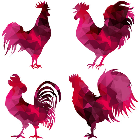 Triangular polygonal roosters. in Objects - product preview 5