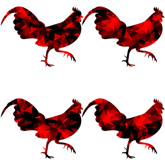 Triangular polygonal roosters. in Objects - product preview 7