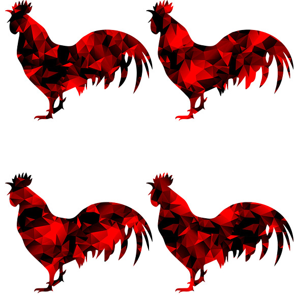 Triangular polygonal roosters. in Objects - product preview 8
