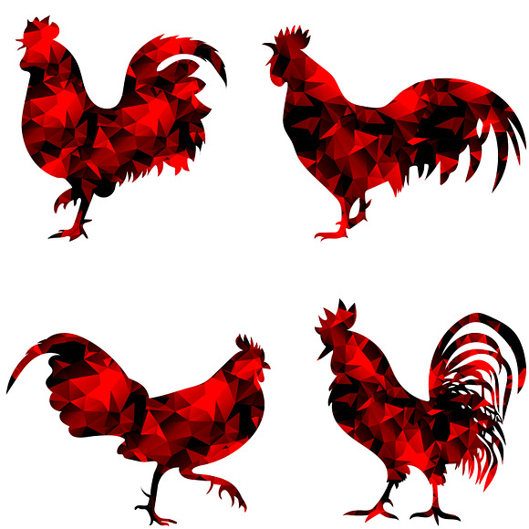 Triangular polygonal roosters. in Objects - product preview 9