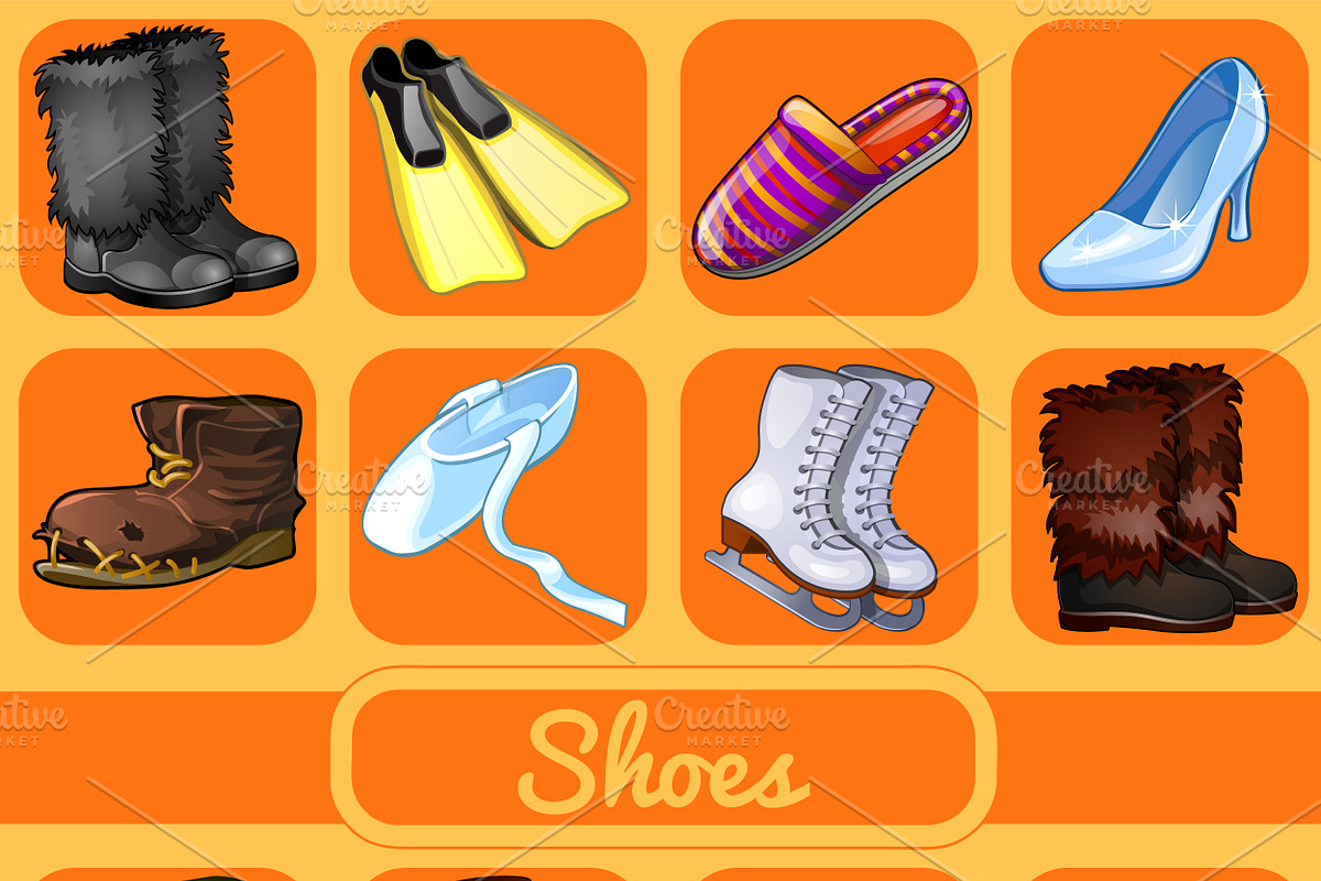 Set of 12 varieties of shoes in Illustrations - product preview 8