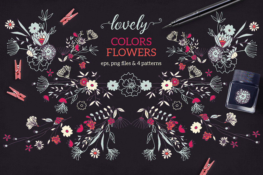 Lovely Colors Flowers in Illustrations - product preview 8