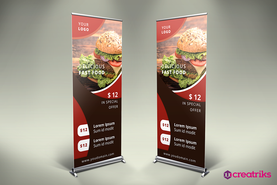 Fast Food Roll Up Banner - v008 in Presentation Templates - product preview 8