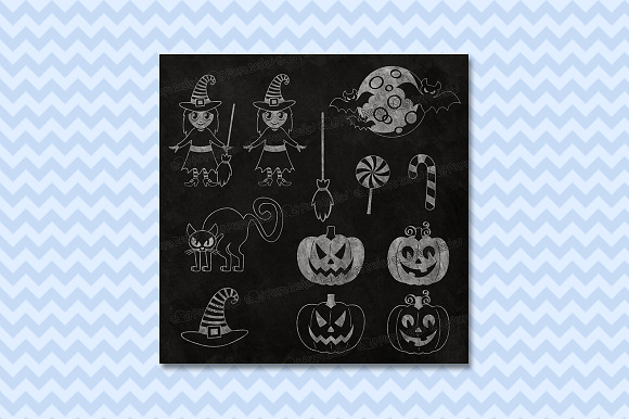 Chalkboard Halloween clipart in Objects - product preview 1