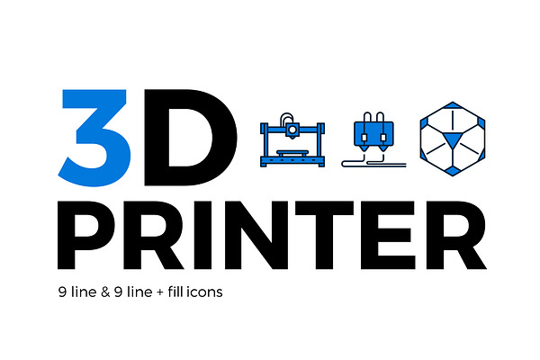 3D printer line and line+fill icons