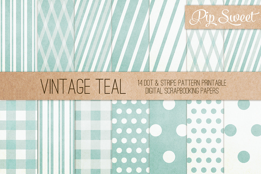 Vintage Teal 14 Pattern Set in Patterns - product preview 8