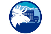 Moose Head School Bus Circle Retro