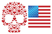 Skull icon with USA FLAG metallic