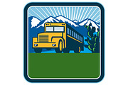 School Bus Cactus Mountains Square 