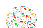 Colourful pills in circle shape