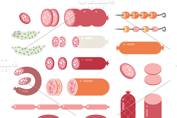Delicatessen Sausage icons vector