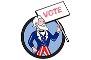 Uncle Sam Holding Placard Vote