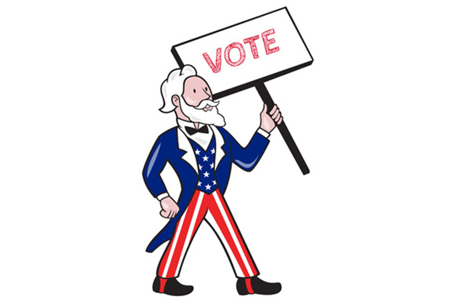 Uncle Sam Placard Vote Standing  in Illustrations - product preview 8