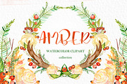 Amber. Fall watercolor clipart