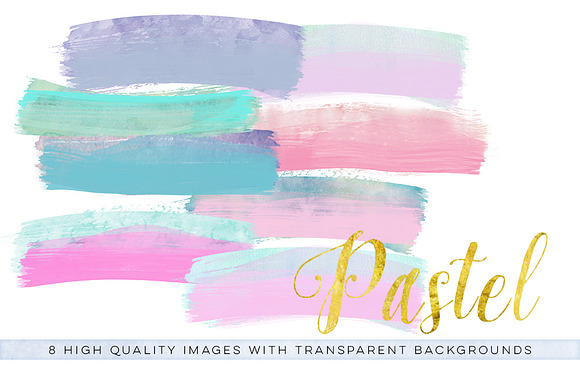 Pastel Watercolor Brush strokes in Illustrations - product preview 1