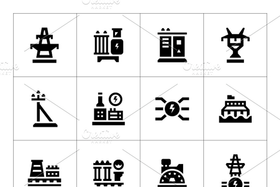Set icons of power industry in Graphics - product preview 8