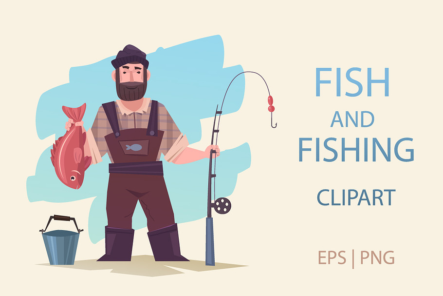 Fish and fishing set in Graphics - product preview 8