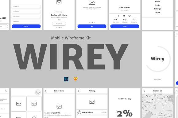 Wirey Wireframe Kit Pack in Wireframe Kits - product preview 7