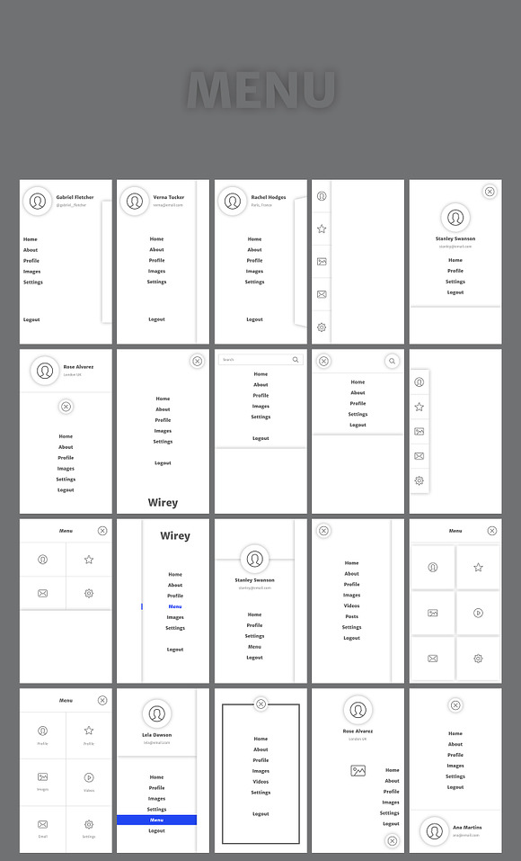 Wirey Wireframe Kit Pack in Wireframe Kits - product preview 13
