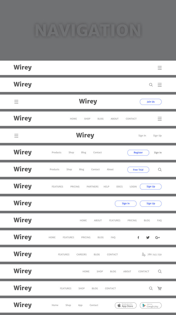 Wirey Wireframe Kit Pack in Wireframe Kits - product preview 20