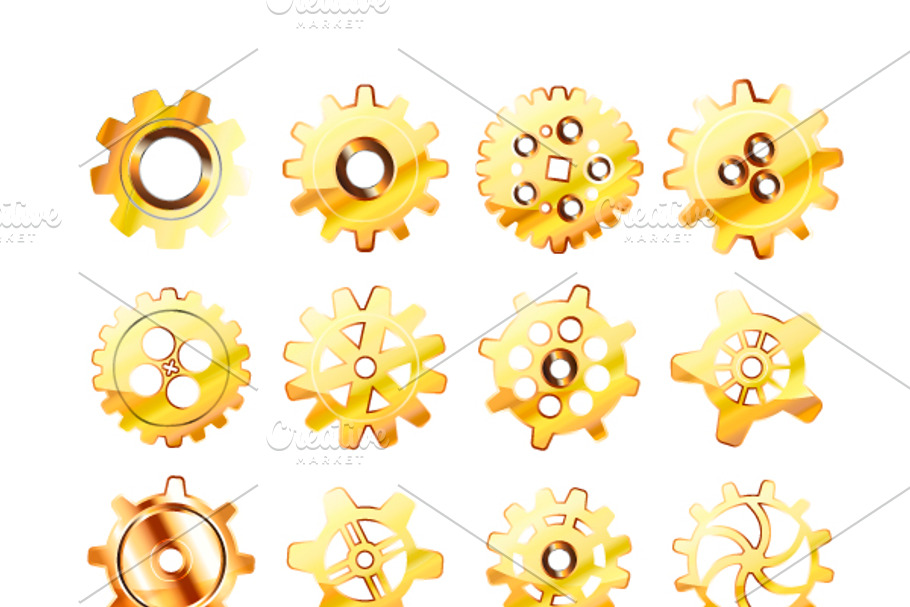 Realistic glossy golden cogwheels in Objects - product preview 8