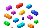 Lego bricks in isometric view
