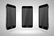 Three realistic glossy smartphones