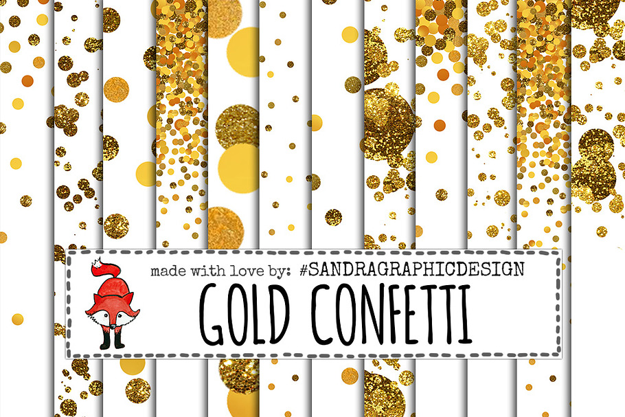 Gold confetti digital paper