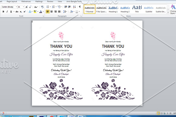 Wedding Thank You Table Card  in Wedding Templates - product preview 2