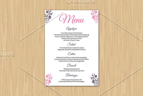 Wedding Menu Card Template in Stationery Templates - product preview 1