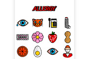 Allergy flat icons set