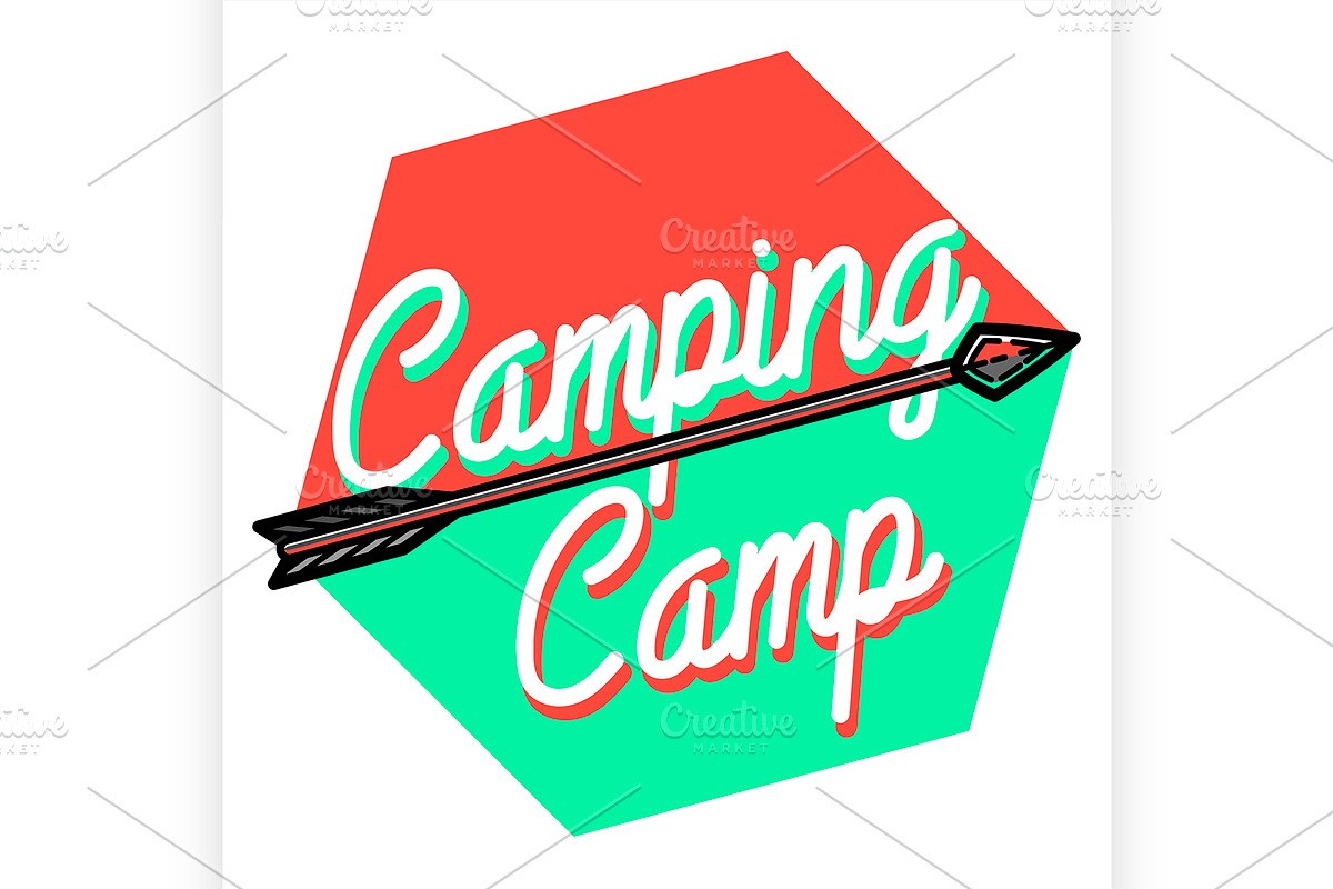 Color vintage Camping emblem in Illustrations - product preview 8