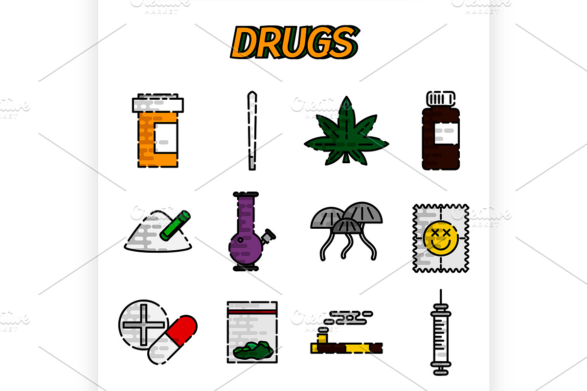 Narcotic drugs flat icon in Illustrations - product preview 8