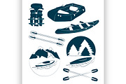Rafting and kayaking icons