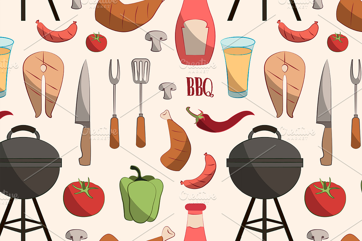 Set of barbecue pattern in Patterns - product preview 8