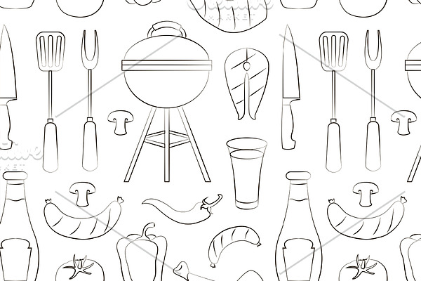 Set of barbecue pattern