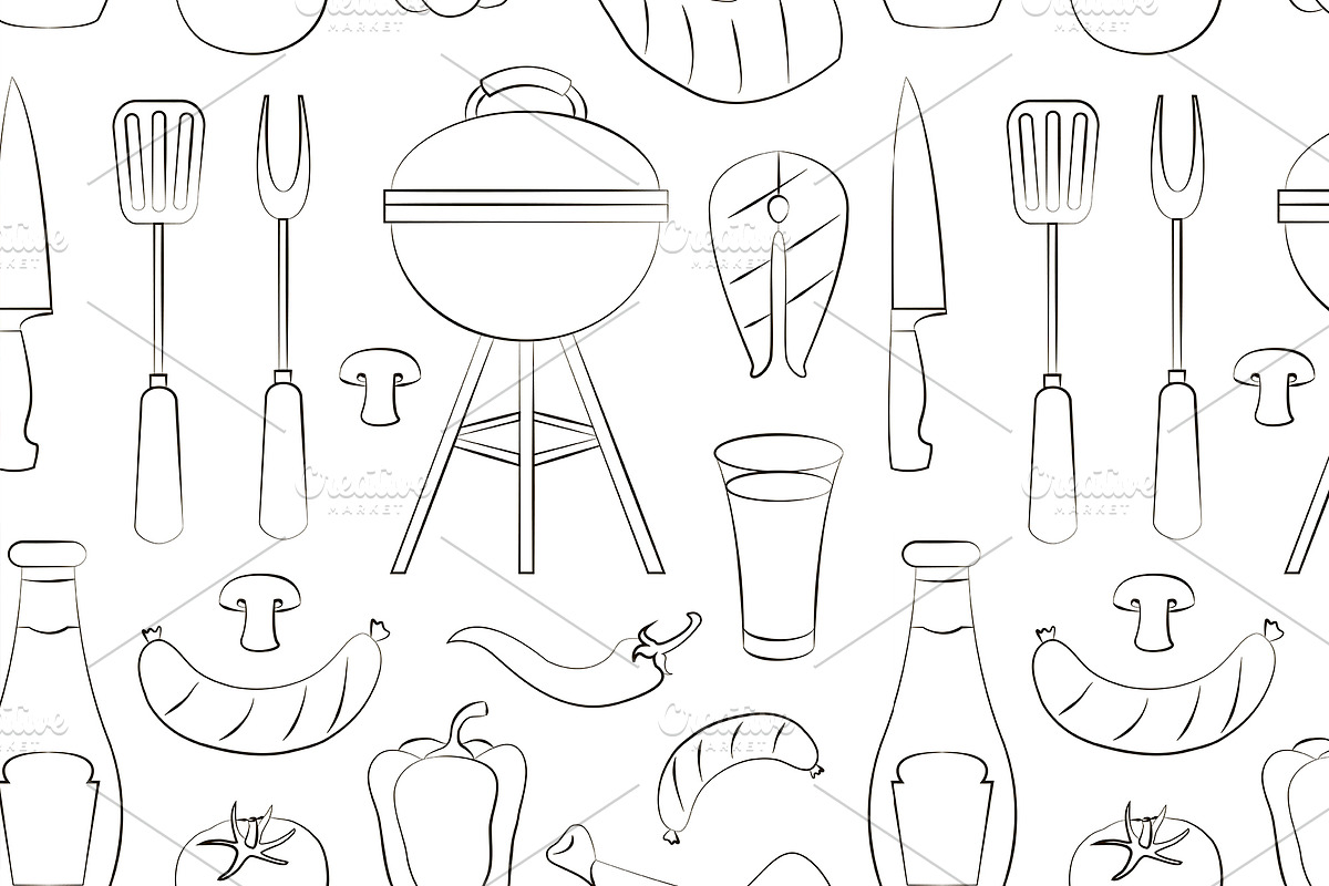 Set of barbecue pattern in Patterns - product preview 8