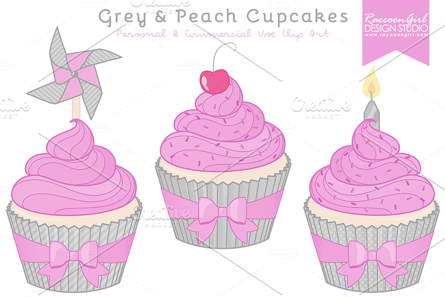 Grey and Purple Cupcake Clip Art in Illustrations - product preview 8