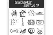 Veterinary pharmacy icons set