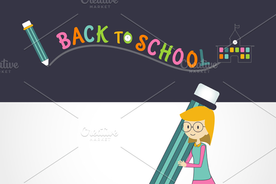 cute little Girl holding pencil in Illustrations - product preview 8