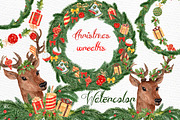Watercolor Christmas Wreaths clipart