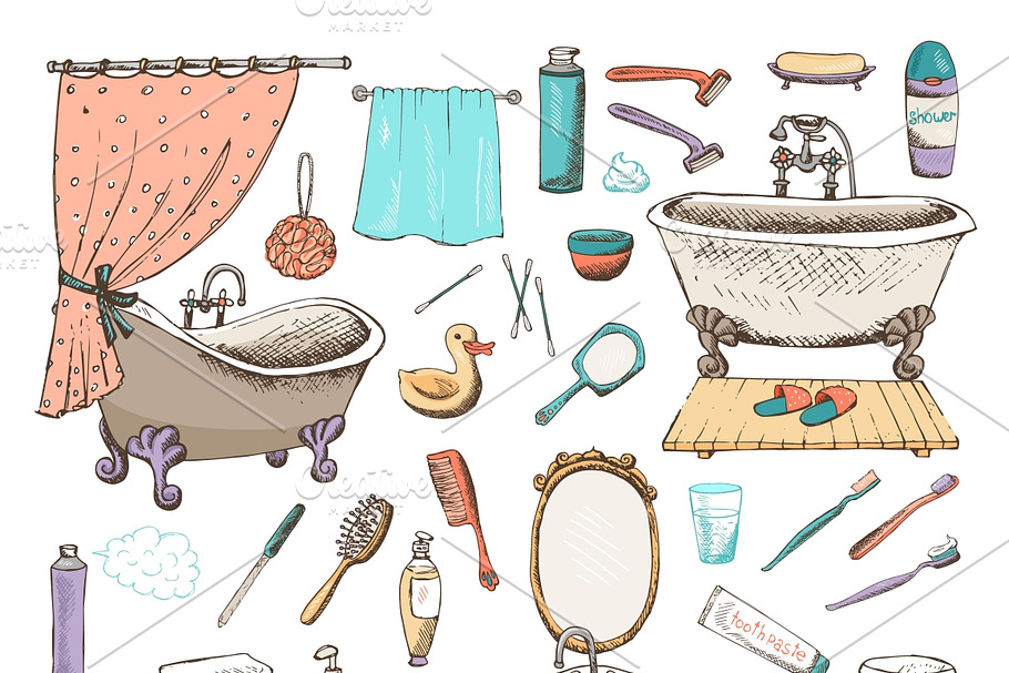 Set of bathroom and personal hygiene in Illustrations - product preview 8