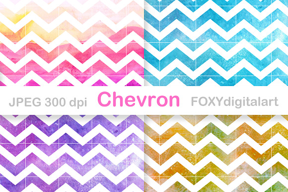 Watercolor Chevron Digital Paper Set in Patterns - product preview 2
