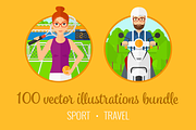 Sport and travel illustration bundle